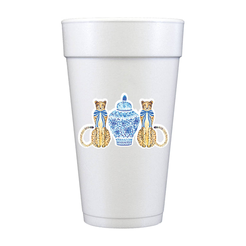 Chinoiserie Leopards Full Color Foam Cups - Girly