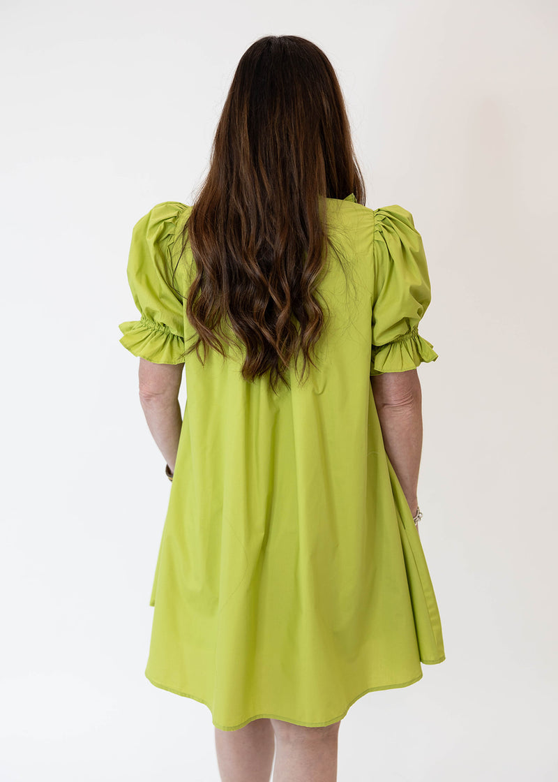 Chartreuse Ruffle Mini Dress