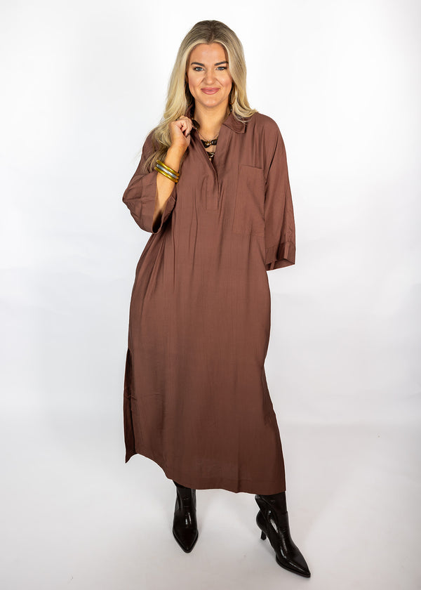 Brown Oversized Tunic Dress