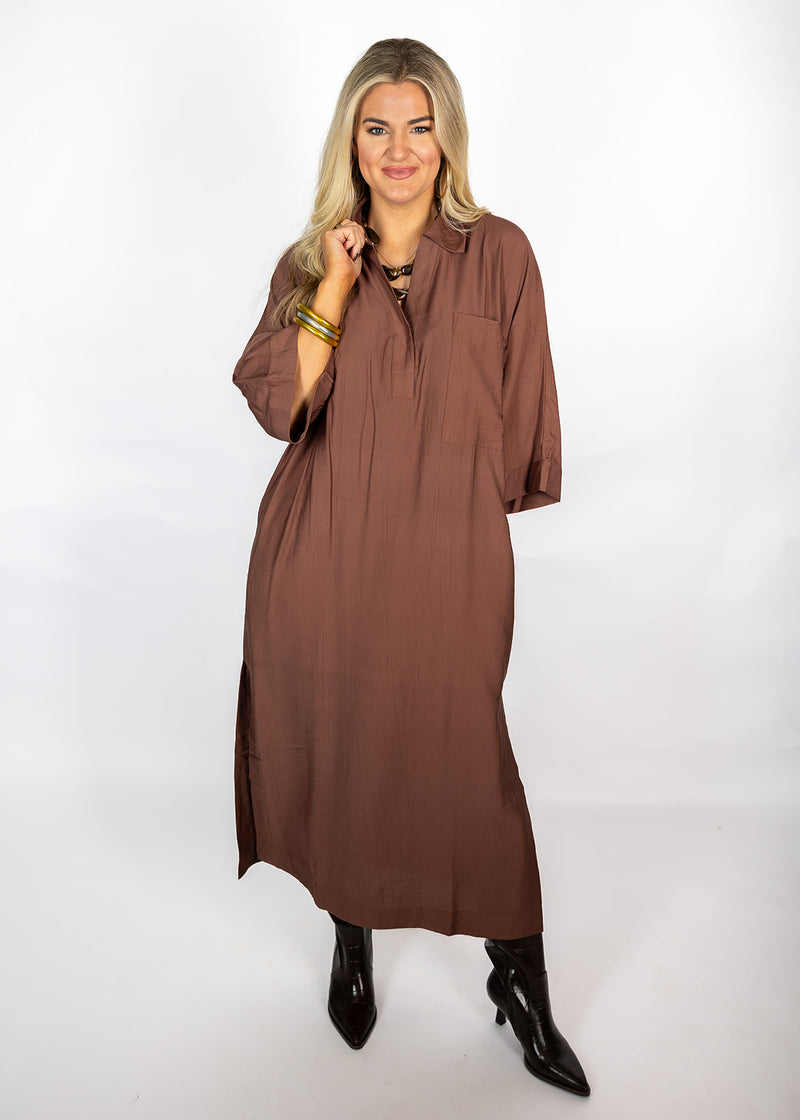 Brown Oversized Tunic Dress