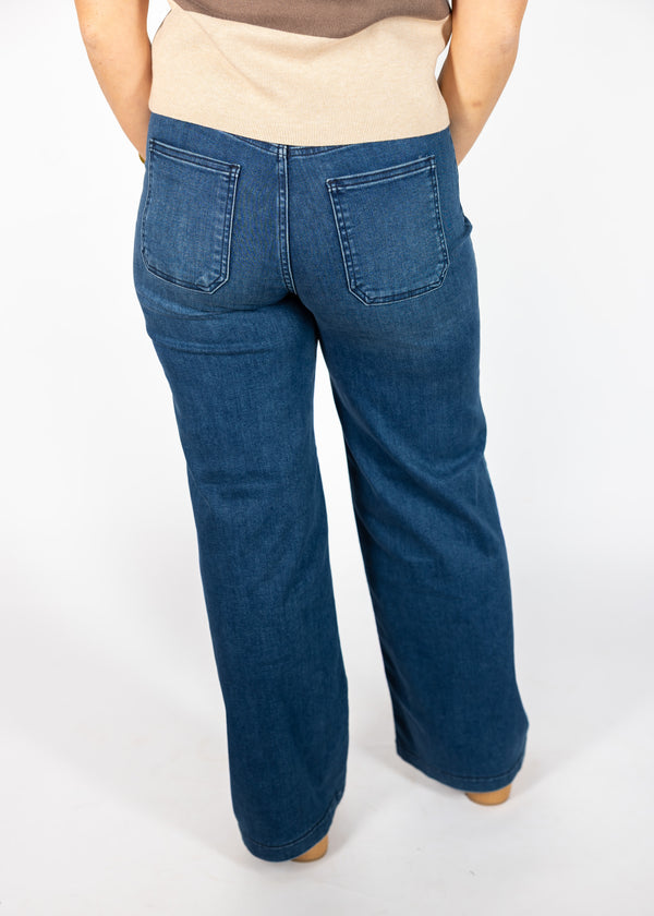 Dark Denim Mini Pocket Wide Leg Jeans