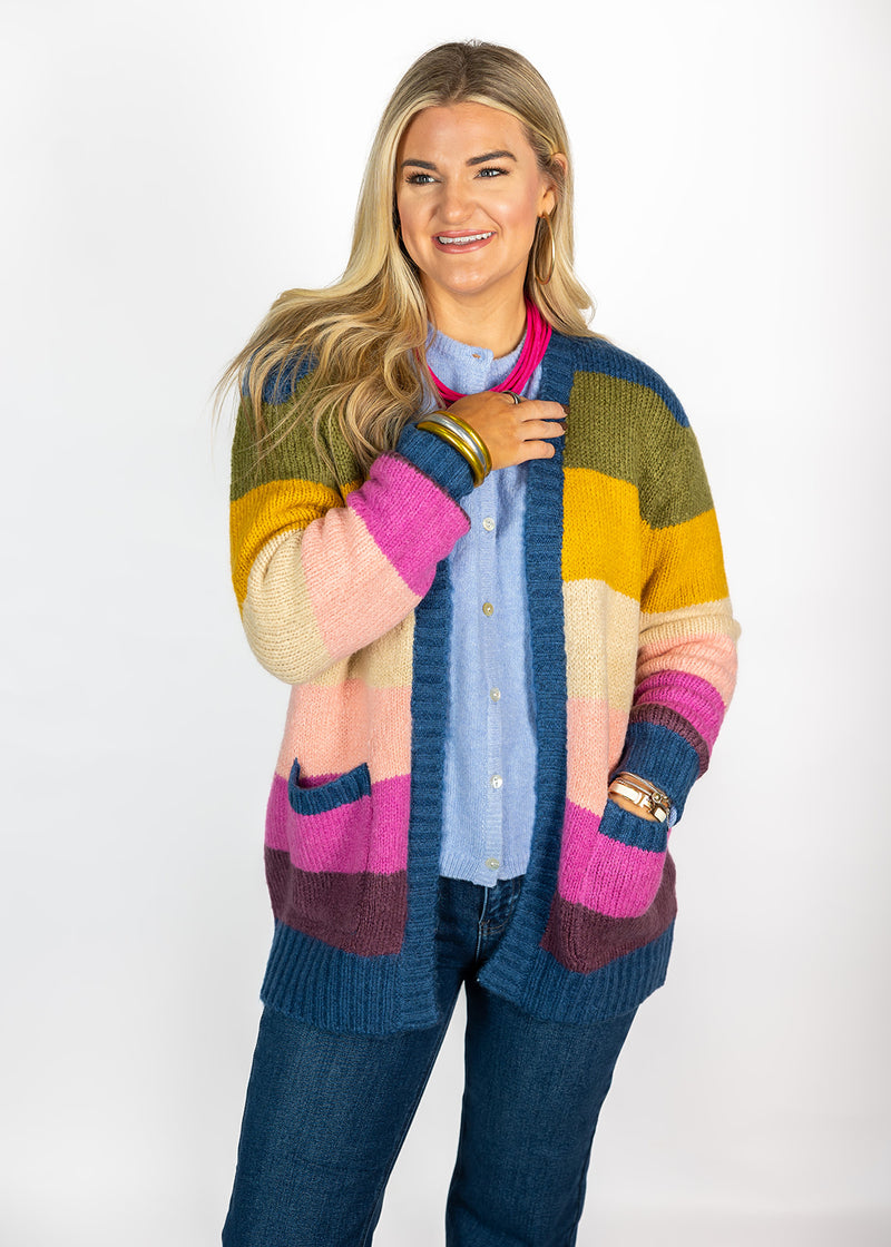 Multi Color Block Cardigan