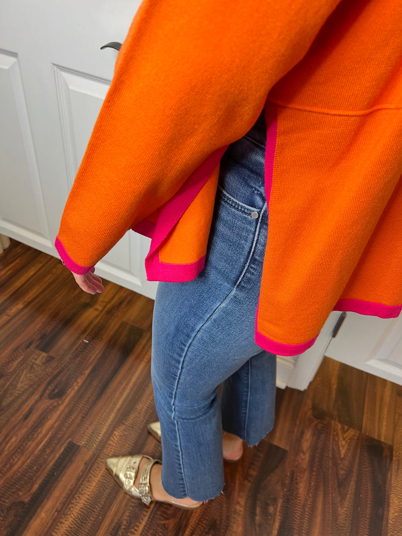 Electric Orange Turtleneck Sweater