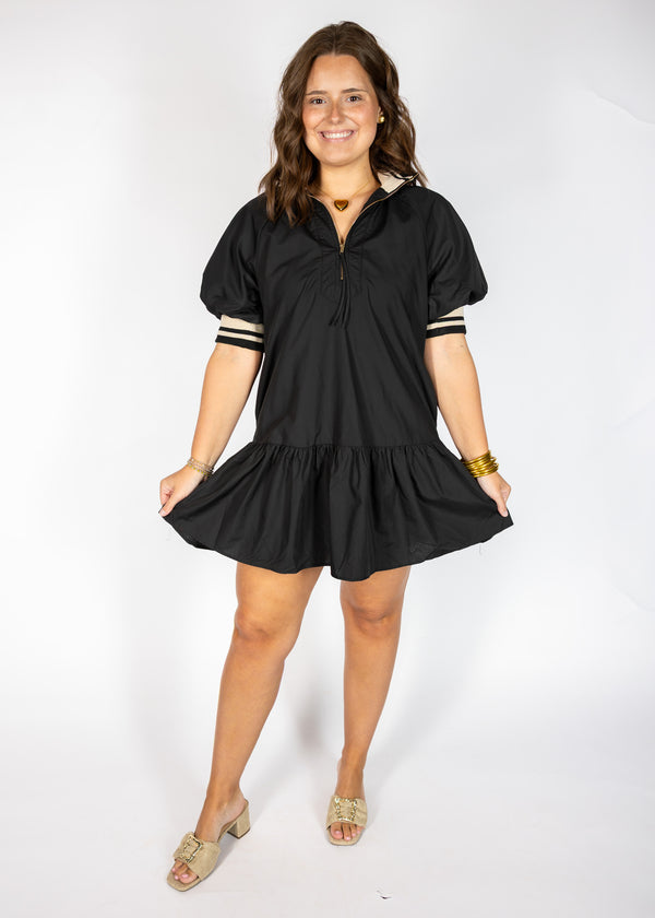 Black Statement Collar Mini Dress