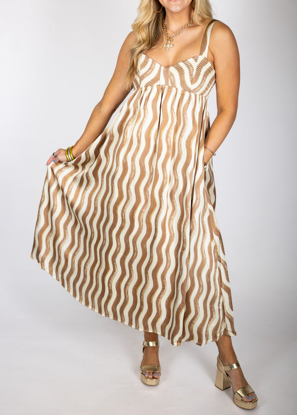 Wavy Stripe Midi Dress