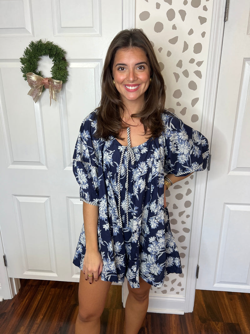 Navy Floral Romper