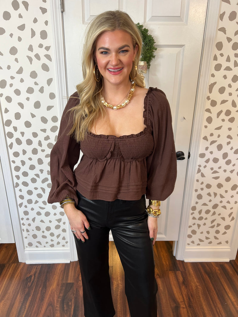 Brown Baby Doll Top