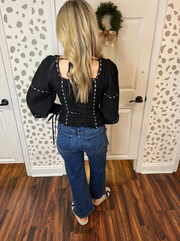 Black Lace Detail Top