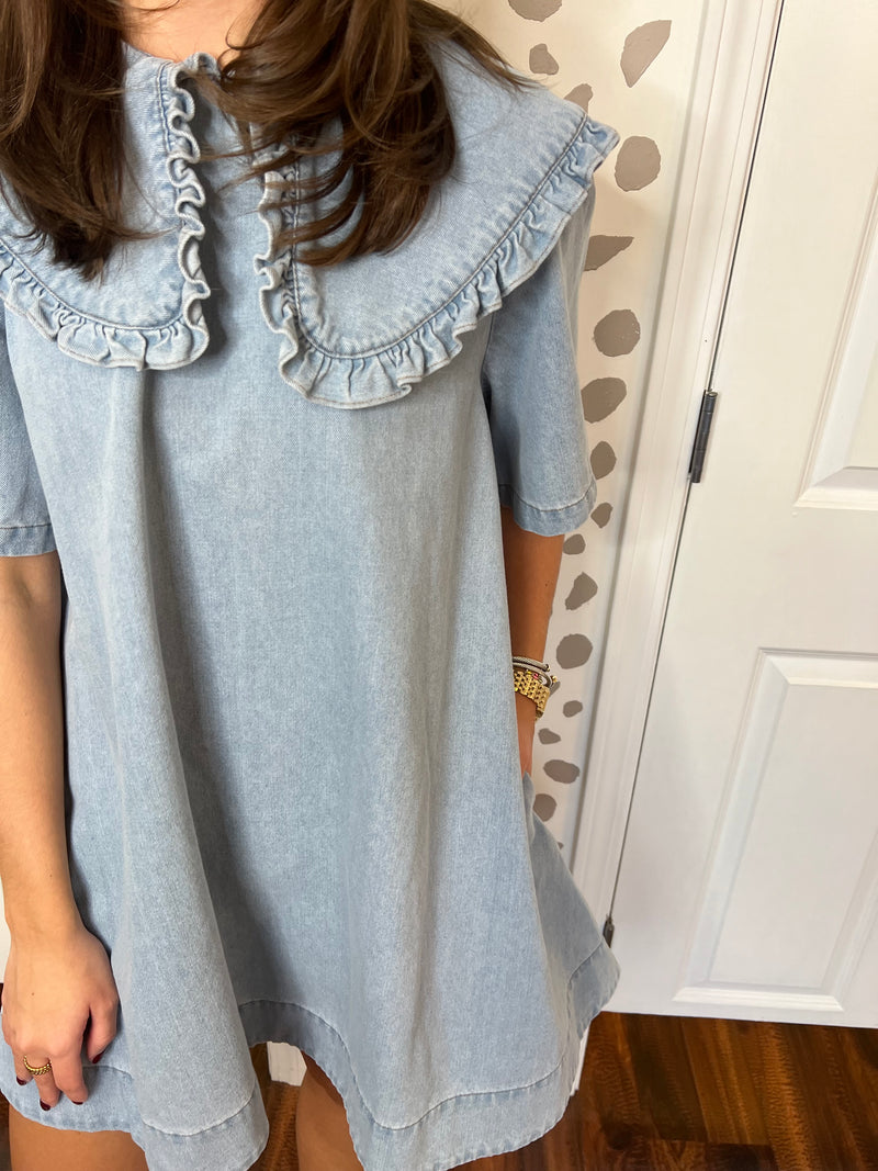 Peter Pan Collar Denim Dress