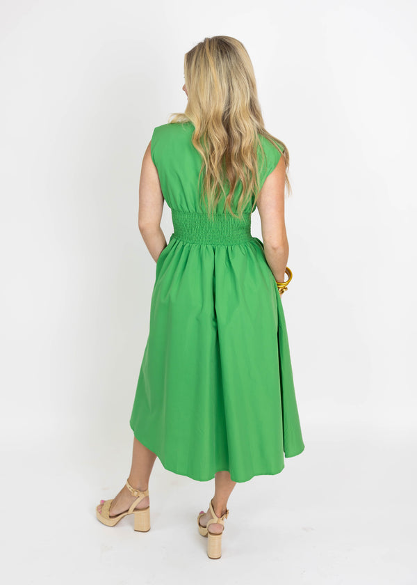 Kelly Green Zipper Midi Dress