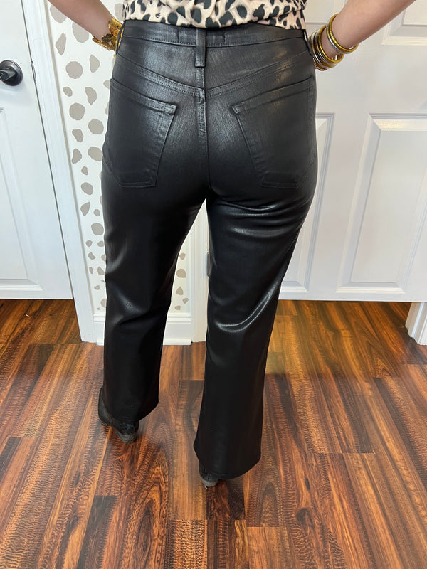 Coated Black Pants