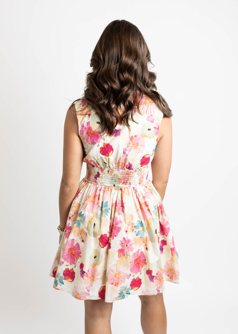 Summer Floral Zipper Mini Dress: Large