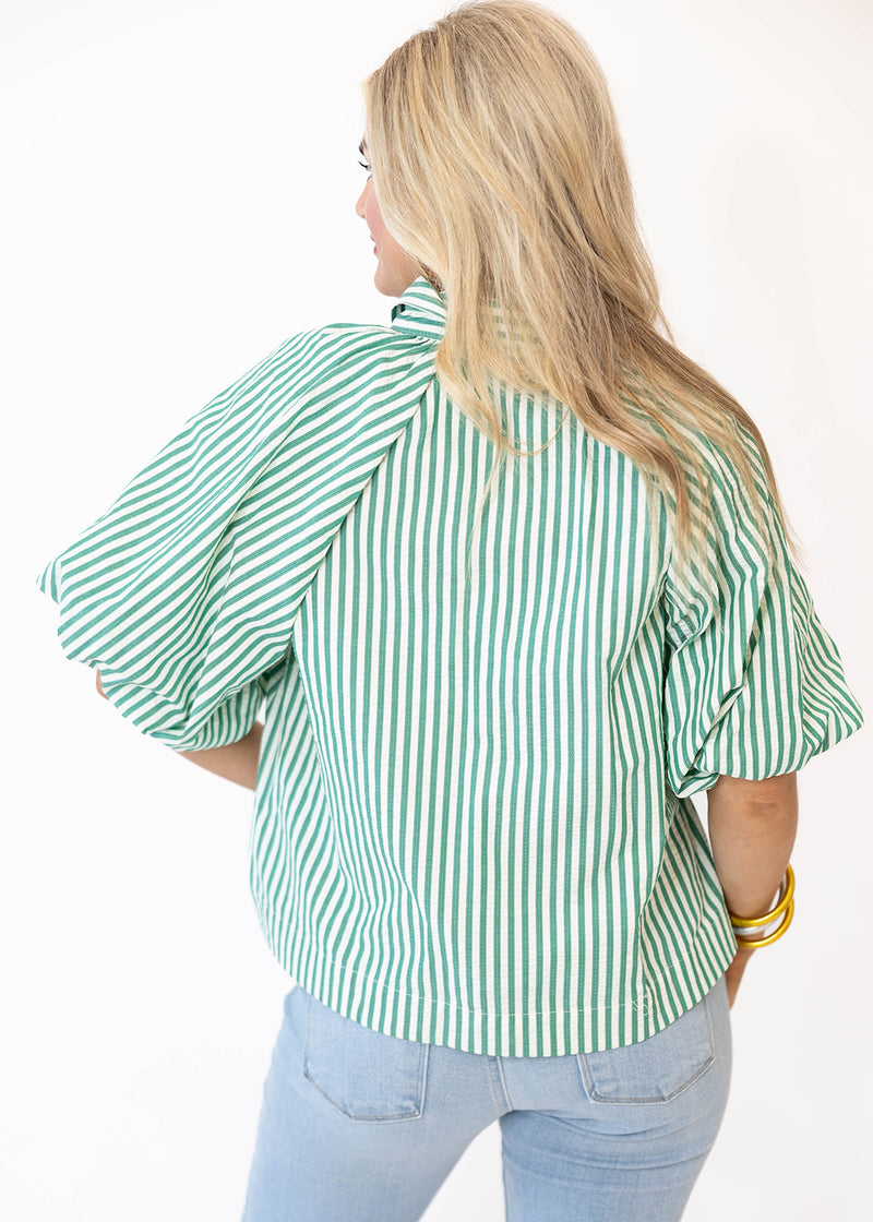 Forest Green Stripe Top