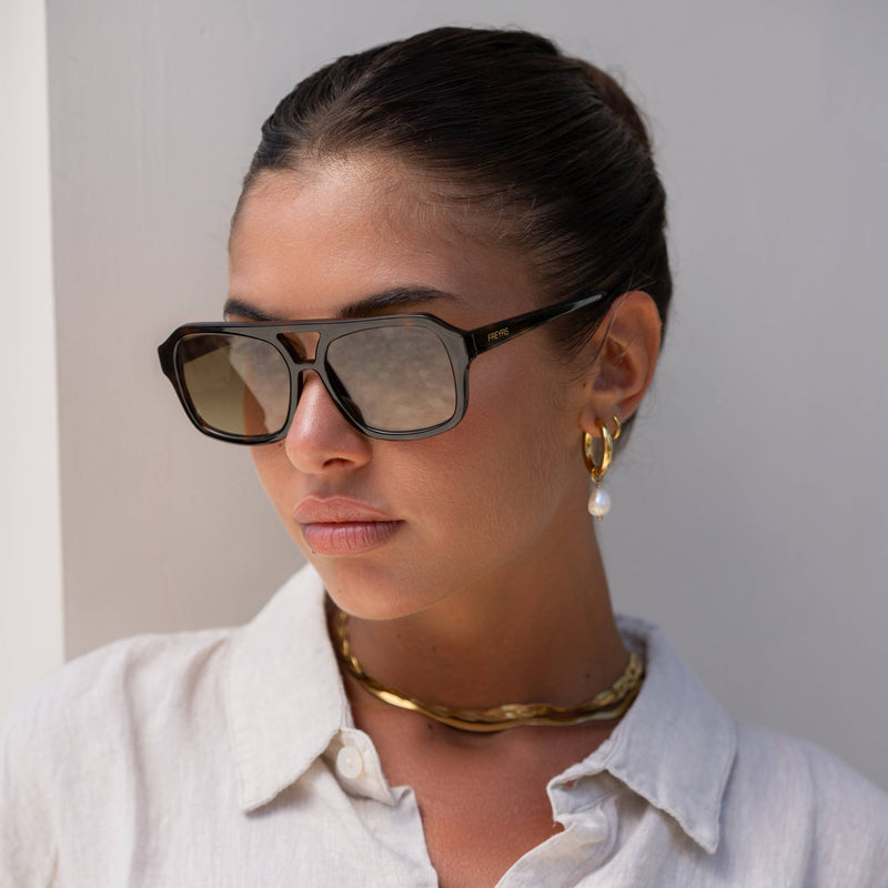 Havana Acetate Aviator Sunglasses: Dark Tortoise
