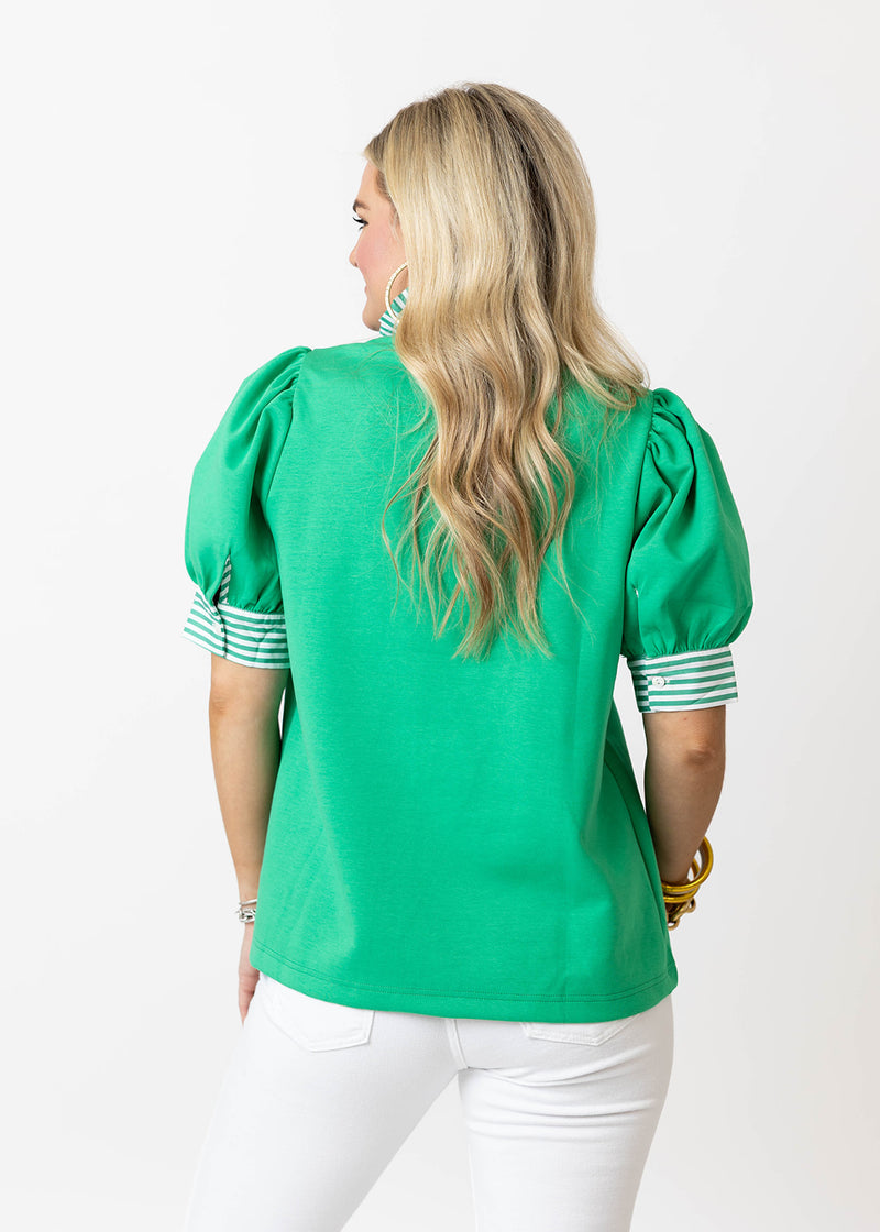 Stripe Trim Top: Green