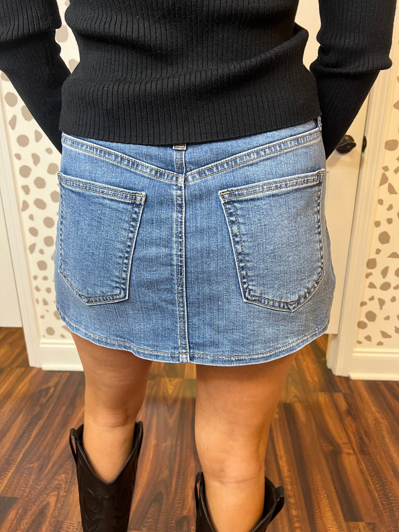 Micro Mini Skort: Denim