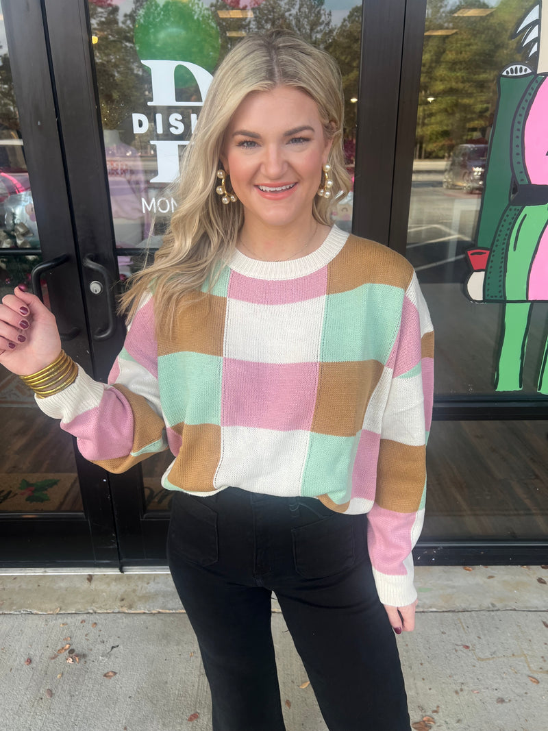 Multi Color Square Block Sweater