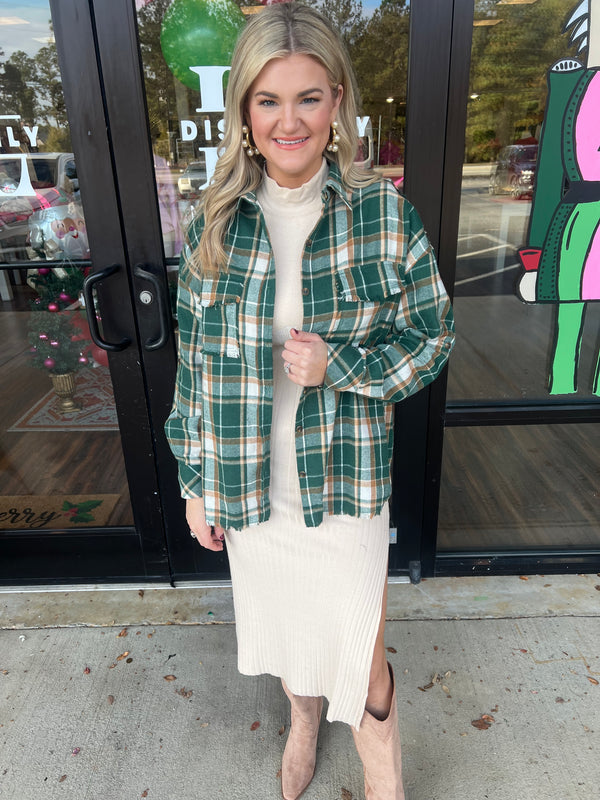 Green/Gold Plaid Flannel