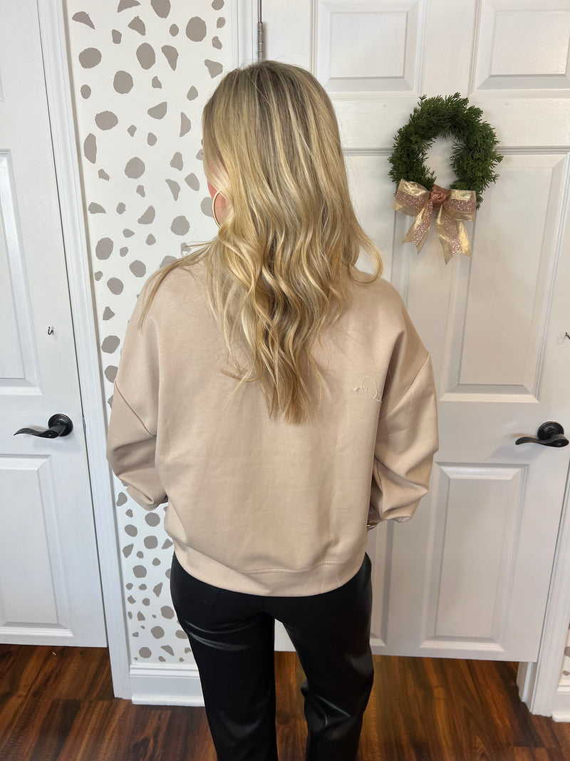 Taupe Half Zip Top