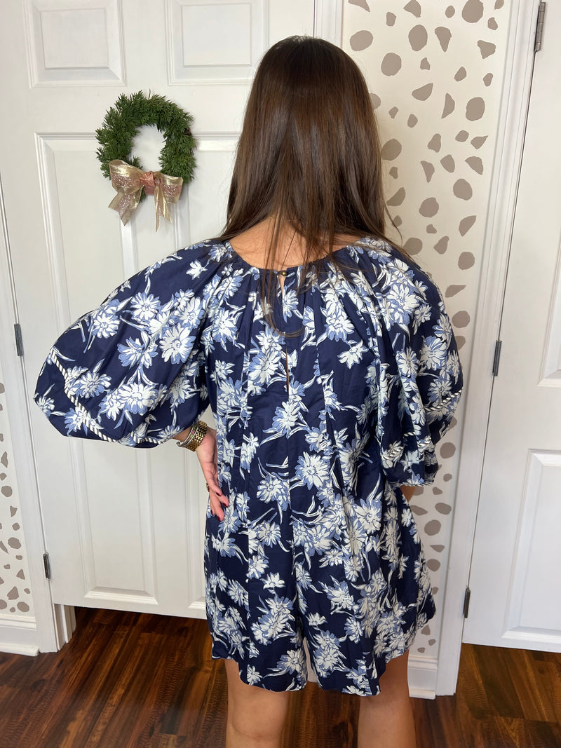 Navy Floral Romper