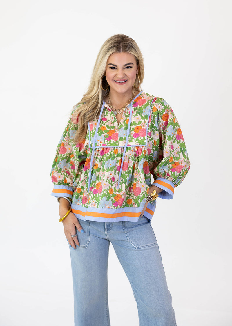Wild Flower Varsity Stripe Top