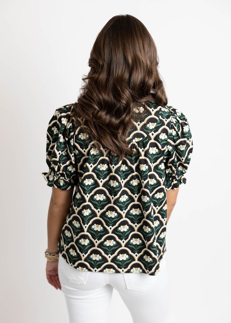 Diedra Top: Black Floral