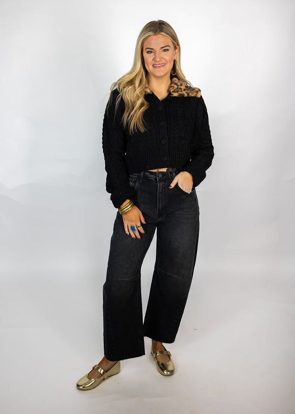 Leopard Collar Cardigan