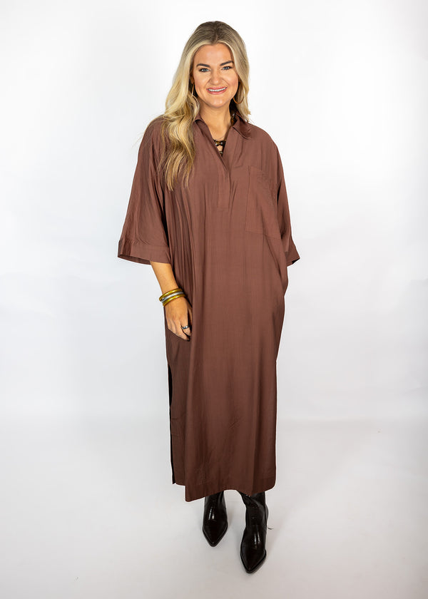 Brown Oversized Tunic Dress