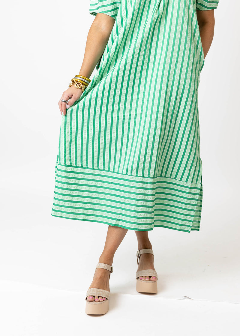 Green Stripe Midi Dress