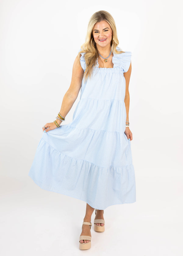 Seersucker Blue Midi/Maxi Dress