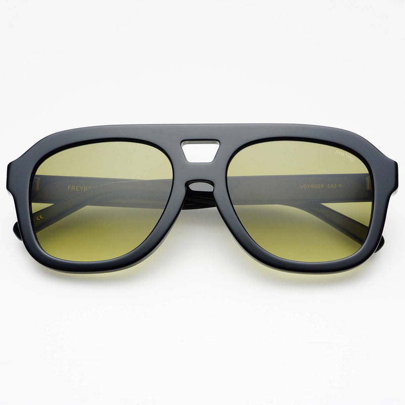 Voyager Acetate Oversized Aviator Sunglasses: Black