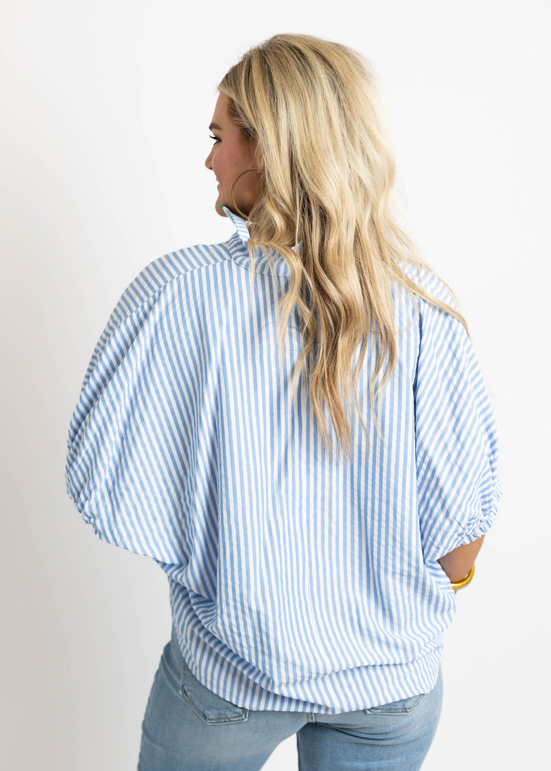 Cool Blue Striped Boxy Top