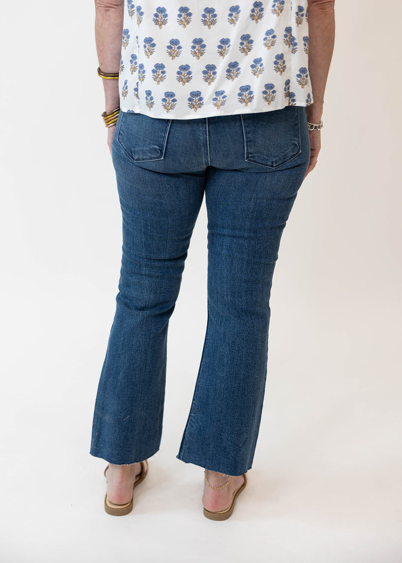 Tonal Crop Flare Jeans: Medium Denim