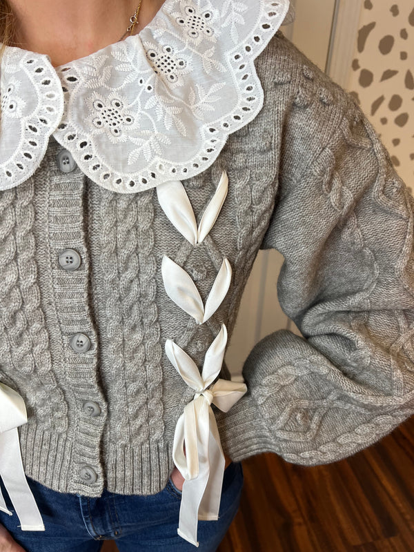Heather Grey Cable Knit Sweater