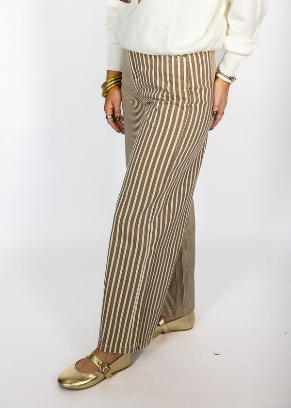 Brown Mixed Stripe Pants
