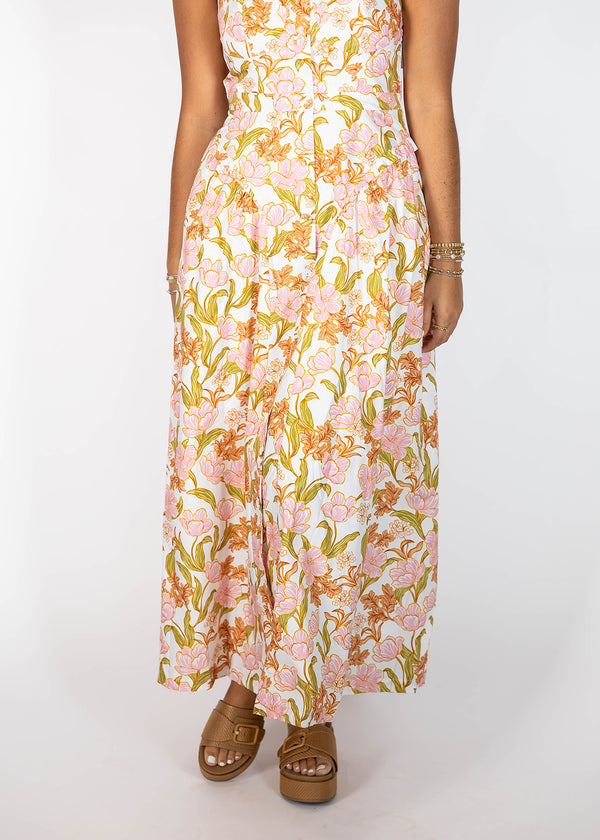 Peach Floral Midi Dress