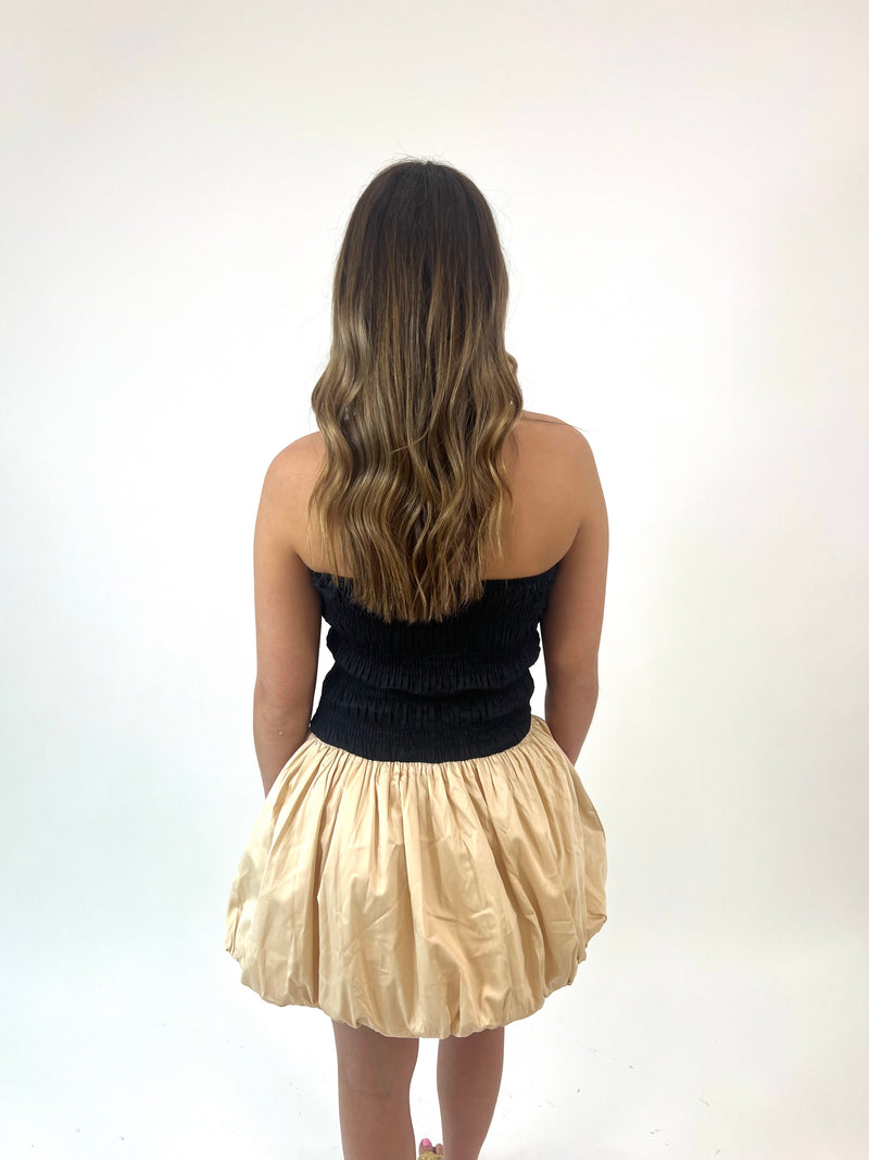 Black/Beige Bubble Mini Dress