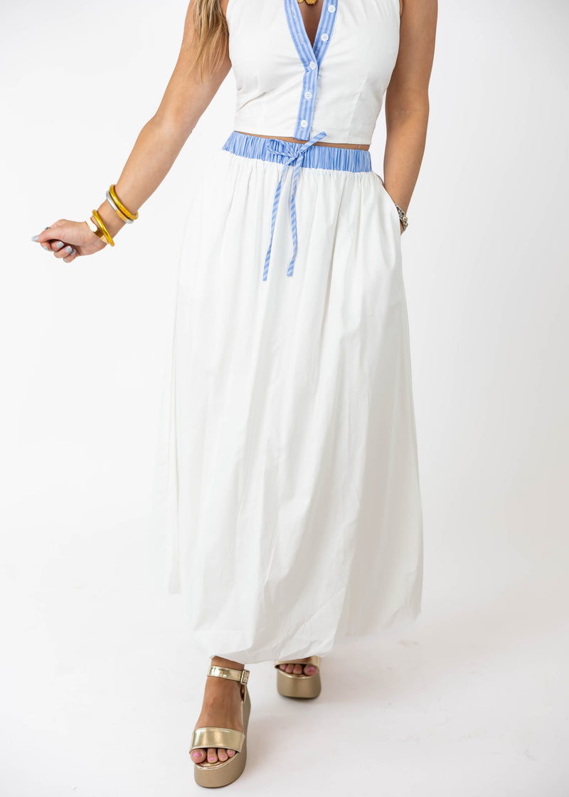 Set Sail Bubble Hem Midi Skirt