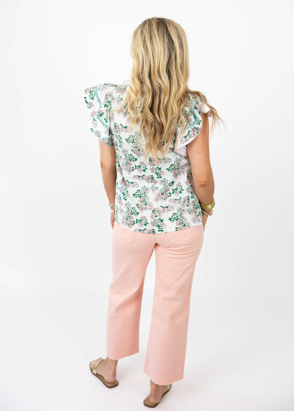 Peach Pocket Wide Leg Jeans