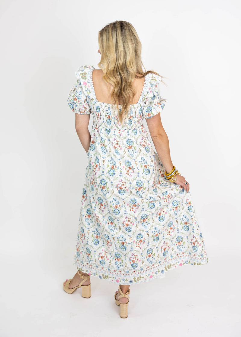 Whimsy White Floral Maxi Dress