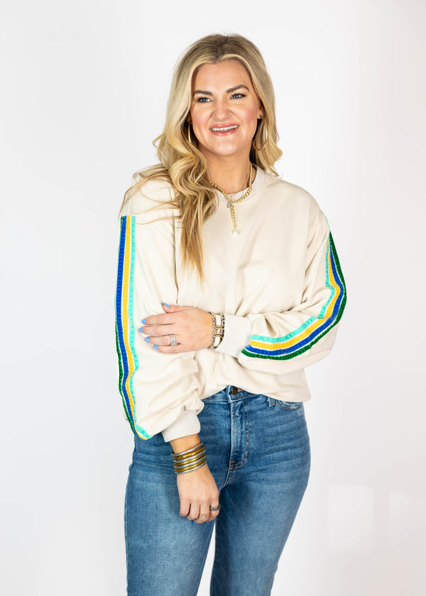 Velvet Stripe Long Sleeve Top