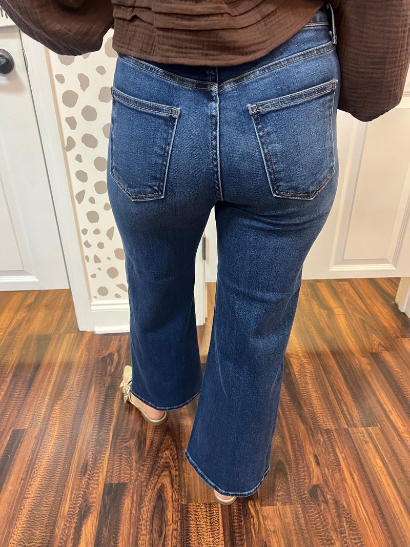 High Rise Wide Leg Dark Denim Jeans