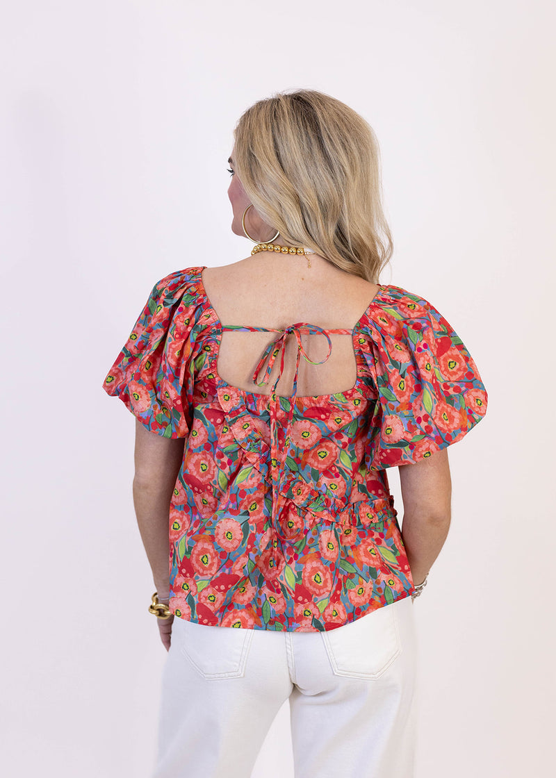 Asymmetric Red Ruffle Top