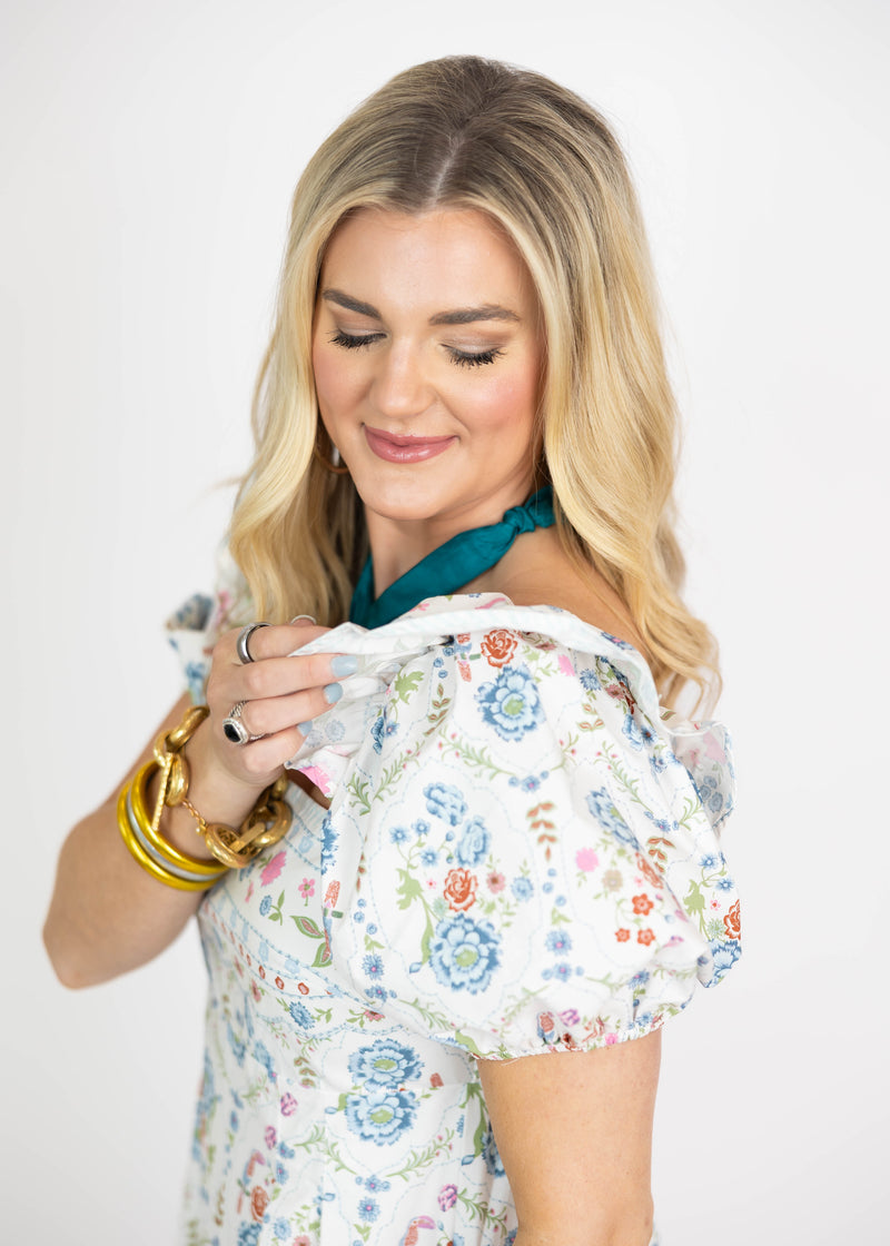 Whimsy White Floral Maxi Dress