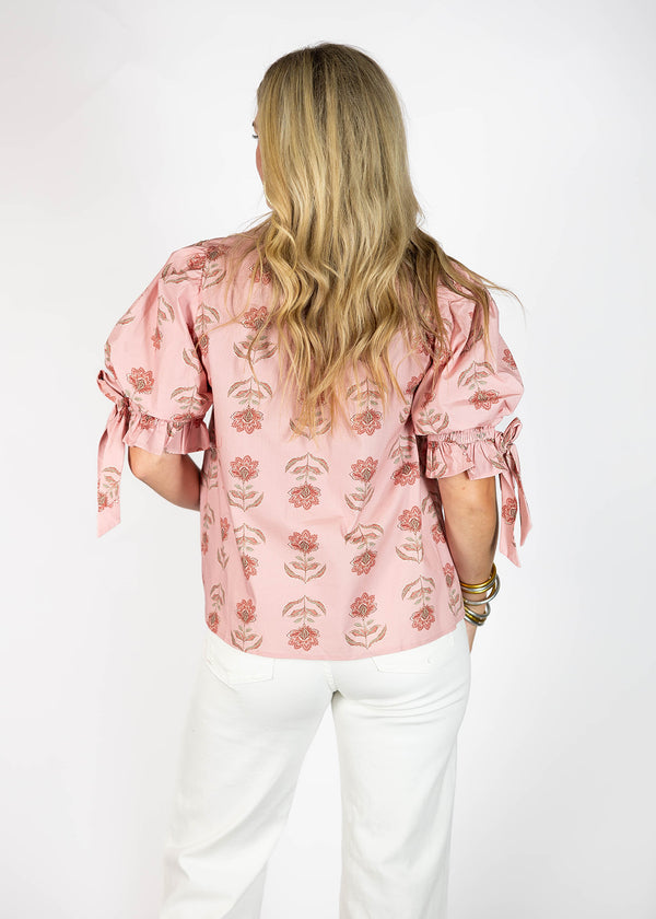 Salmon Pink Floral Top