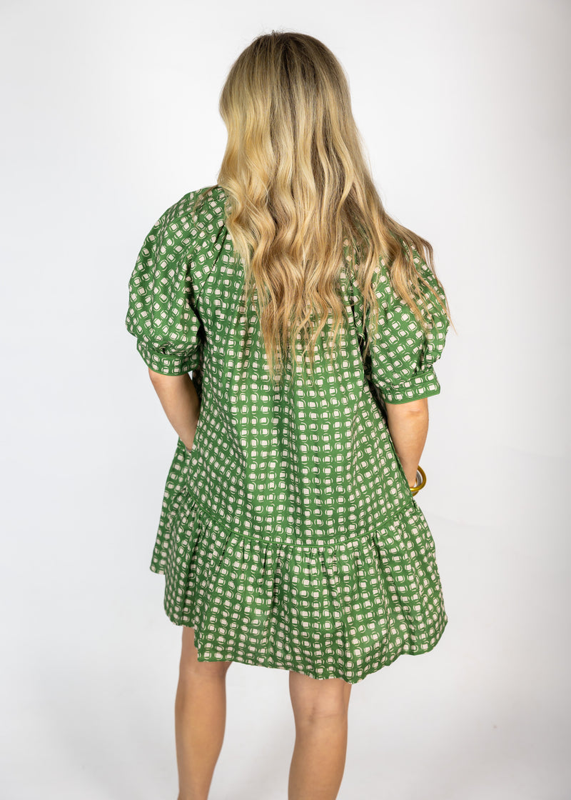 Green Tile Mini Dress