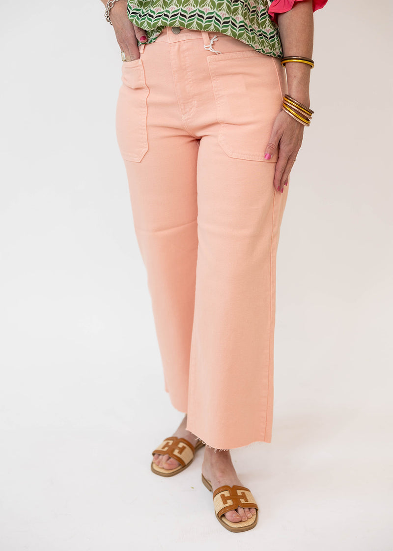 Peach Pocket Wide Leg Jeans