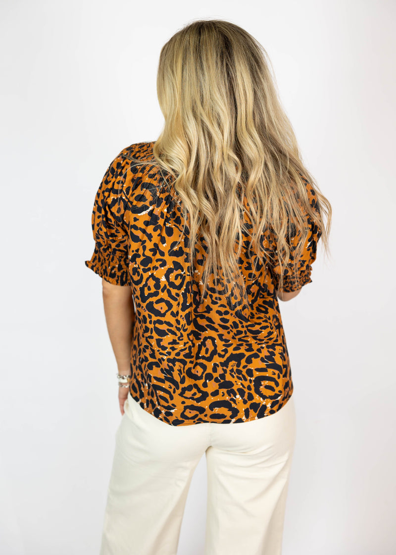 Burnt Orange Leopard Print Top