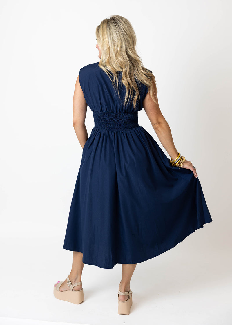 Zipper Waist Midi Dress