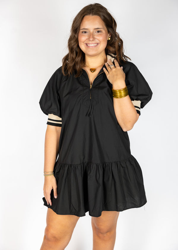 Black Statement Collar Mini Dress